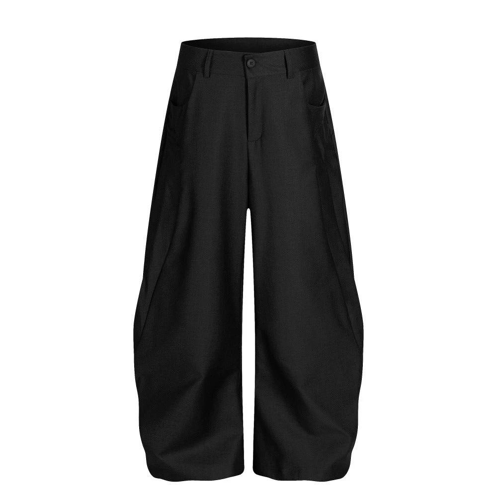 Solid Color Loose Curved Knife Pants by eprolo