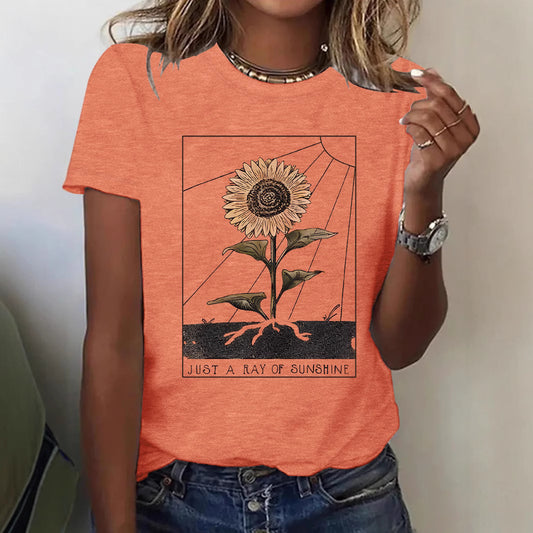 T-shirt tournesol à manches courtes pour femme