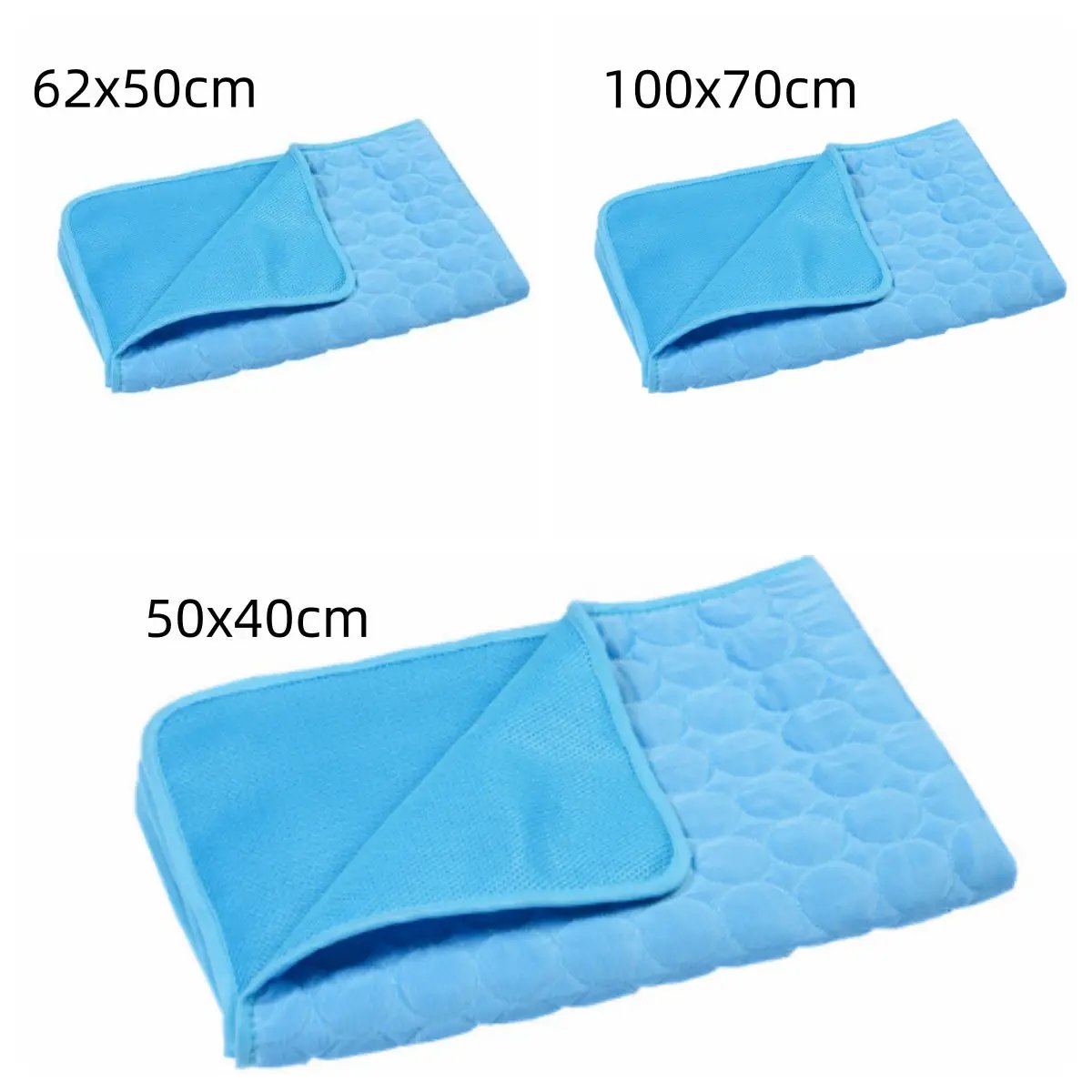 AdTec Summer Cooling Pet Sleeping Ice Silk Mat blue, set of 3 in sizes 62x50, 100x70 and 50x40 cm