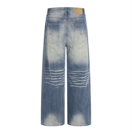 Color blocked polished and washed denim jeans