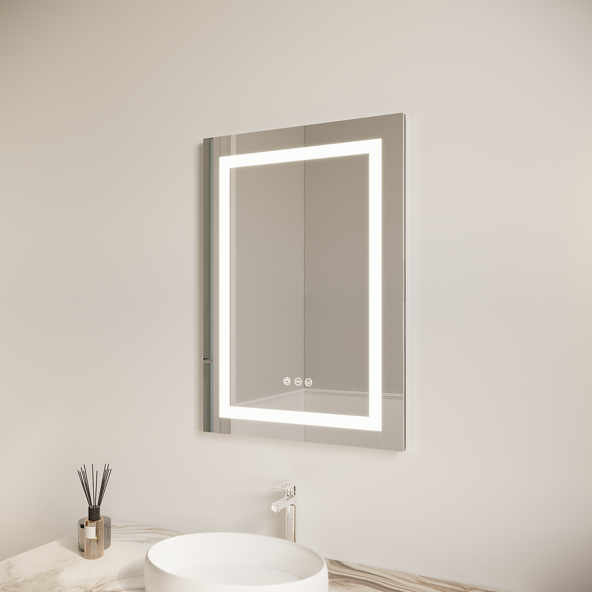 26x20 inch(Left Door) bathroom medicine cabinet with LED mirror 3000K~6000K single door lighting bathroom cabinet with touch switch adjusta by eprolo