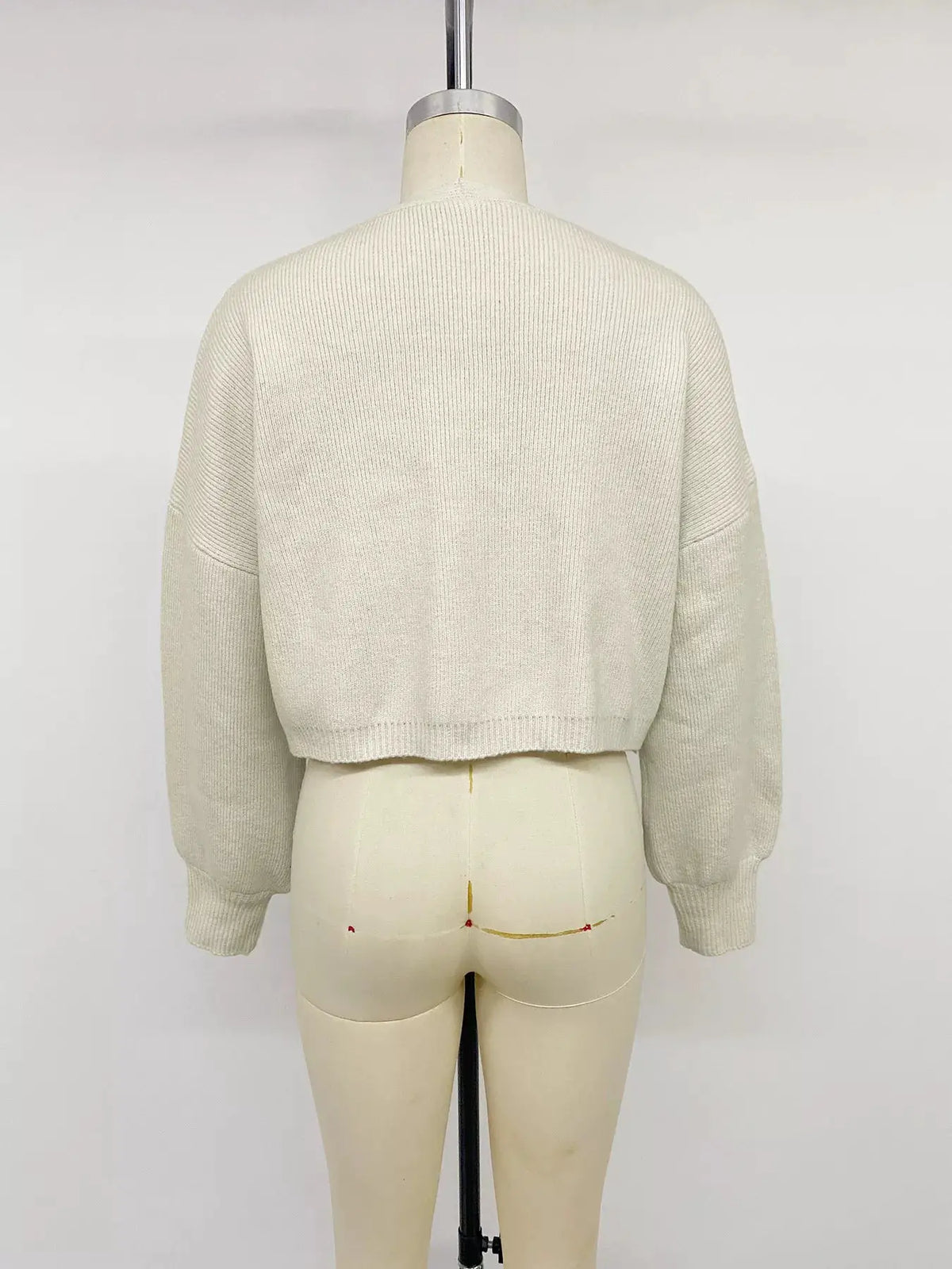 Four-Leaf Clover Open Front Cardigan by Trendsi, cream knit cropped cardigan with ribbed cuffs