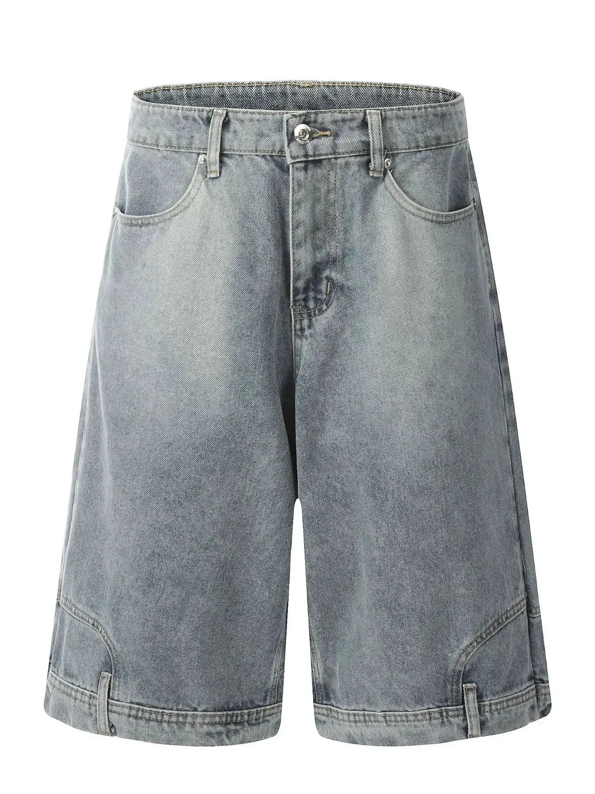 Men's Classic Loose Fit Washed Denim Shorts, light blue denim