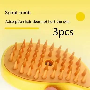 AdTec spiral comb pet brush with orange teeth on yellow paddle