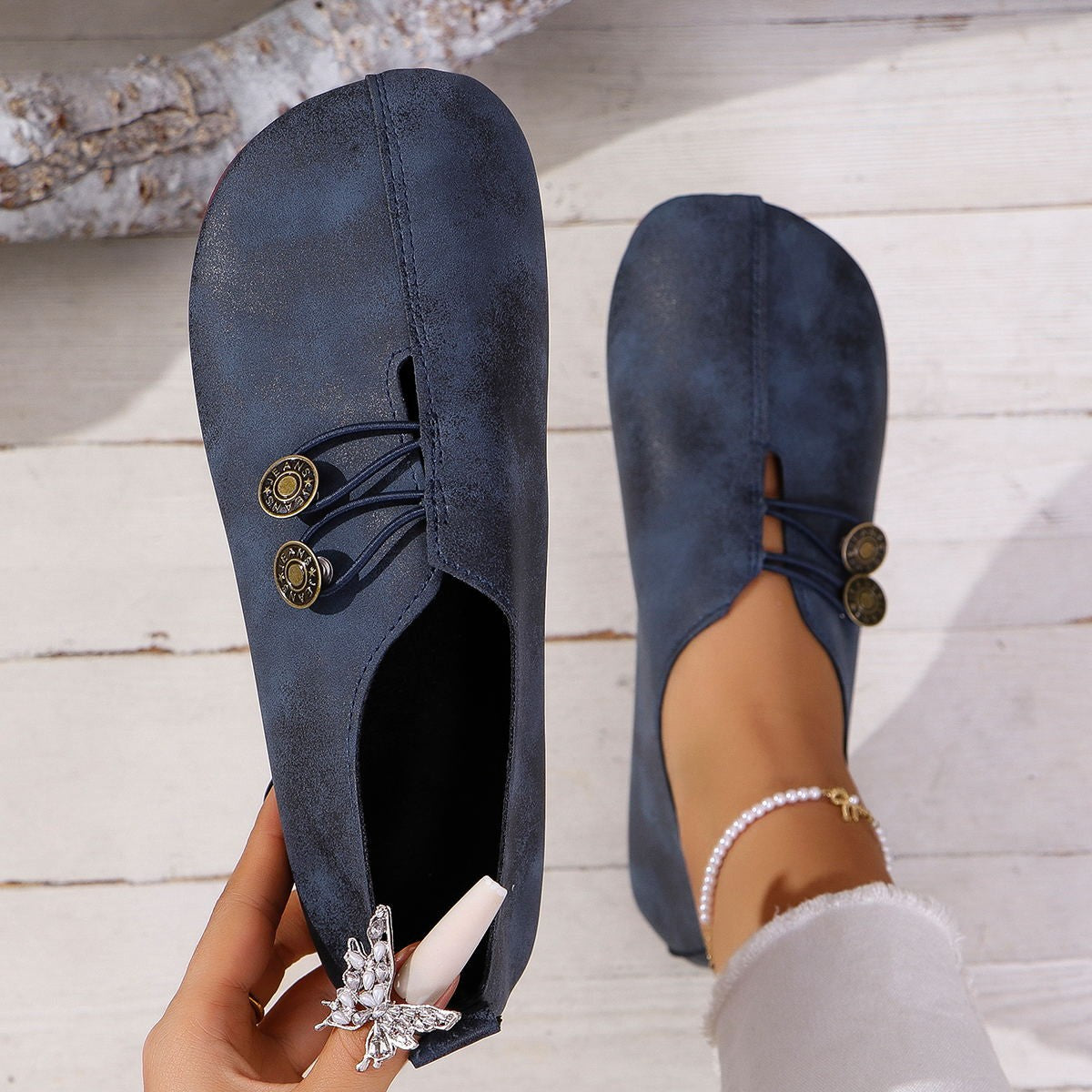 Ins Sandales à enfiler à bout carré Chaussures plates souples de mode estivale pour femmes