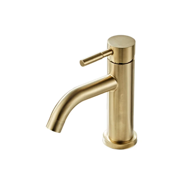 Faucet stainless steel brushed gold minimalist basin faucet hot and cold table up and down basin for household use by eprolo