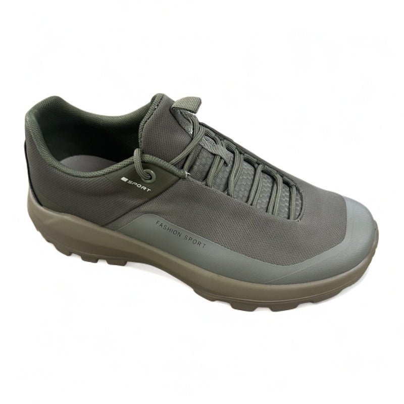 Fashion Sport Sneakers by AdTec - gray olive athletic shoes with rugged tread sole