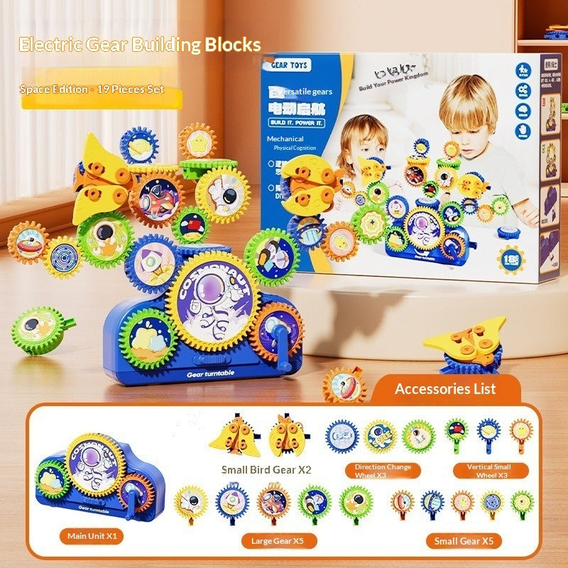 Jouet de construction électrique pour enfants, blocs de construction à engrenages variables, casse-tête rotatif
