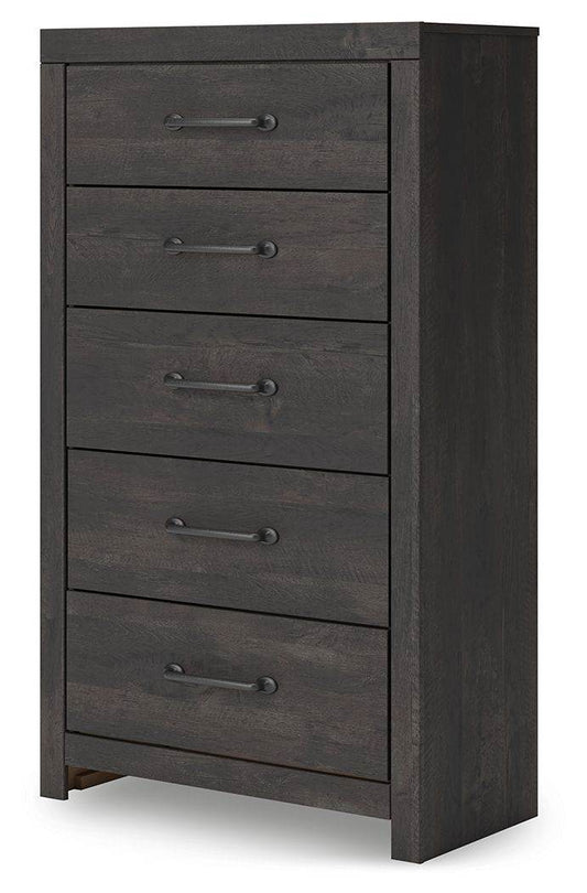 Hollivern - Five Drawer Chest - Dark Gray-1