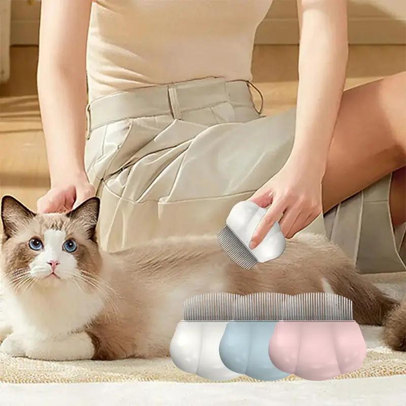 Dog grooming comb set with three pastel color combs and stainless steel pins for shedding and detangling pets
