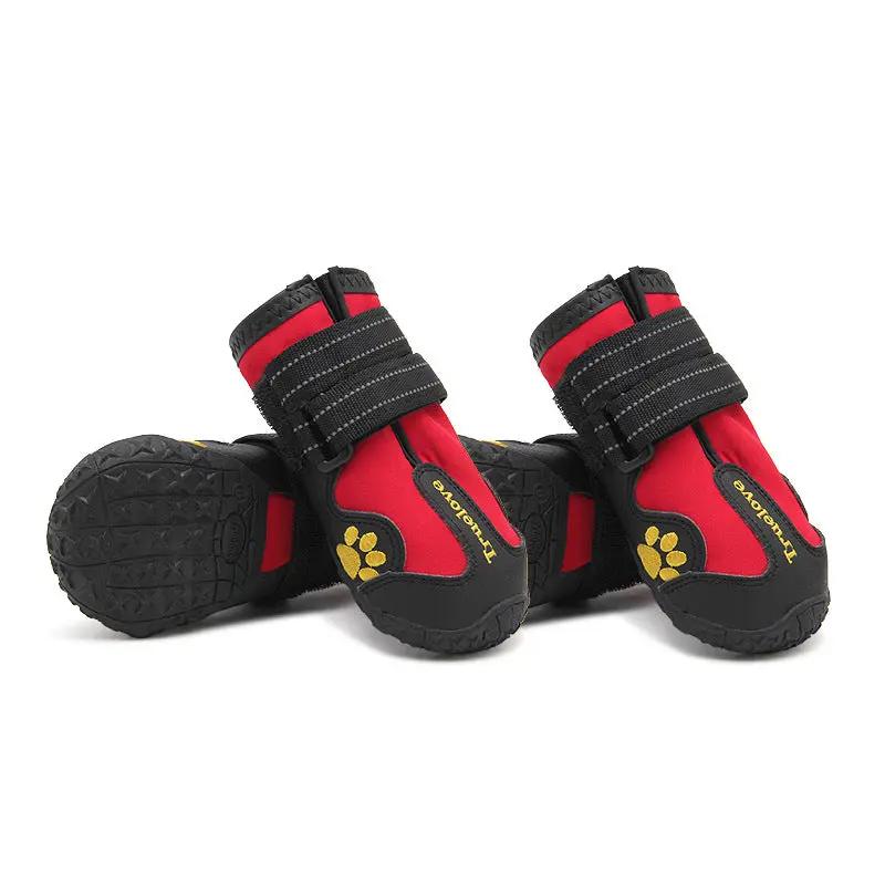 Big dog shoes AdTec, red and black non-slip dog shoes with Velcro straps, 3 pieces.