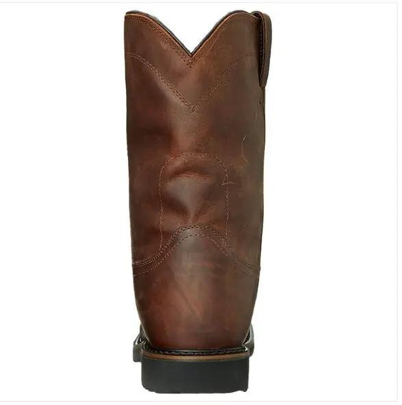 Boots Retro brown leather men's casual boots by AdTec with low heel