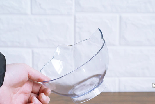 Nouvelle gamelle oblique transparente pour animaux de compagnie avec oreilles de chat et bouche inclinée