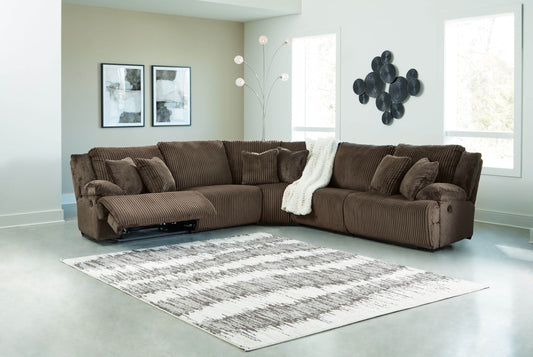 Top Tier - 5-Piece Reclining Sectional - Fabric - Chocolate-1