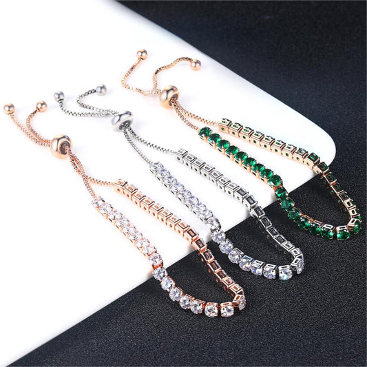 Pulsera de tenis de una hilera de diamantes y circonitas redondas