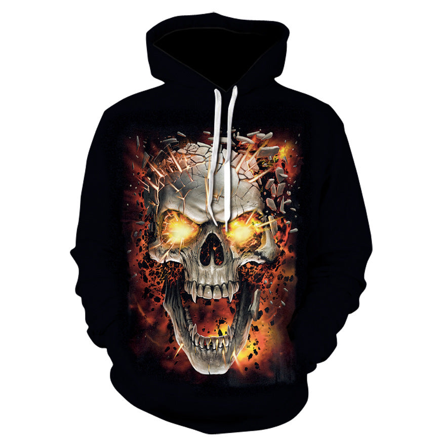 Hoodie with 3D skull print on black fabric by AdTec
