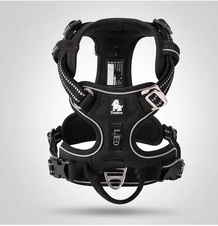Dog vest-style harness AdTec black with adjustable straps and metal D-ring