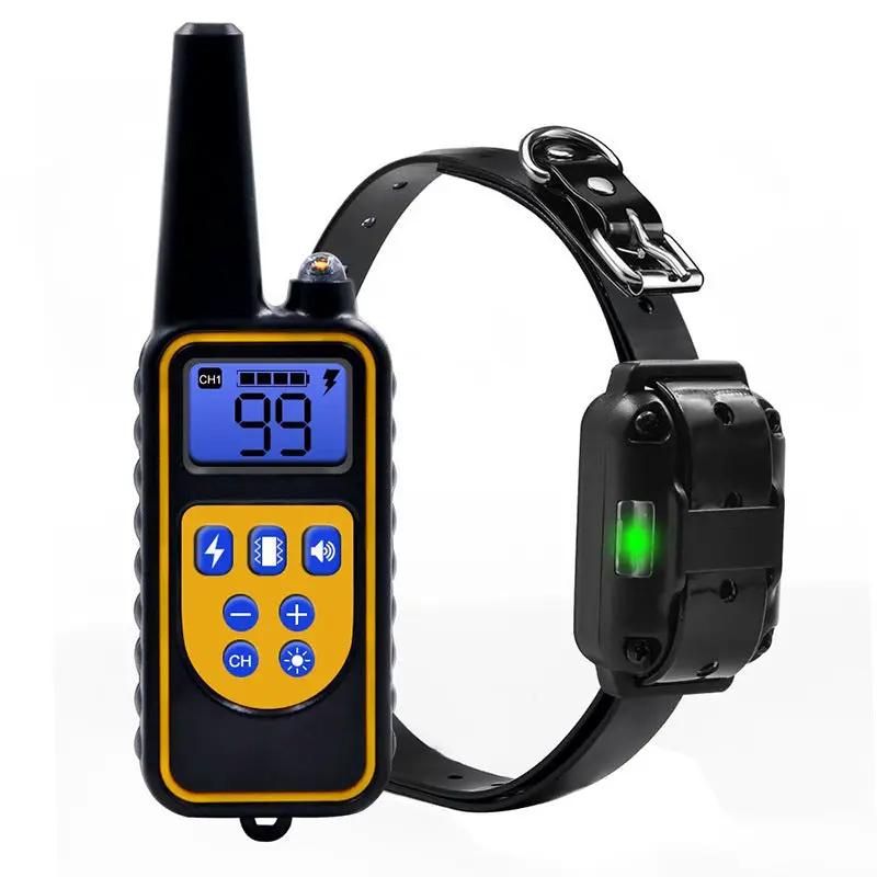 Remote control dog training device by AdTec with black collar and blue LCD display.