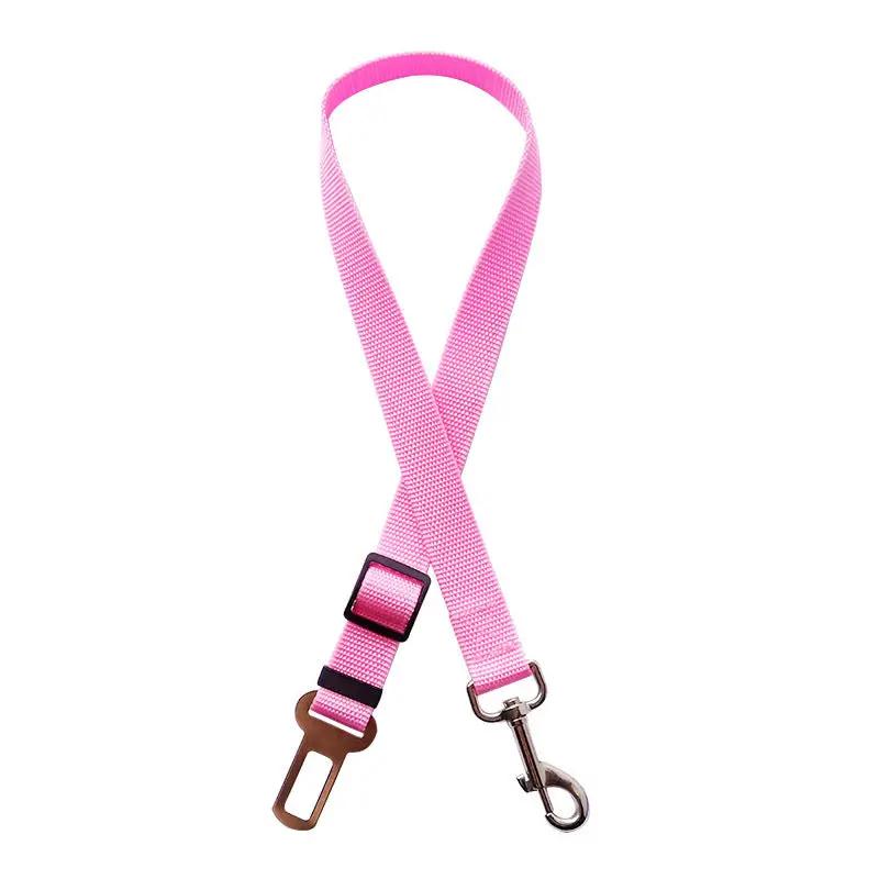 AdTec pink adjustable pet car seat belt with metal clip and buckle