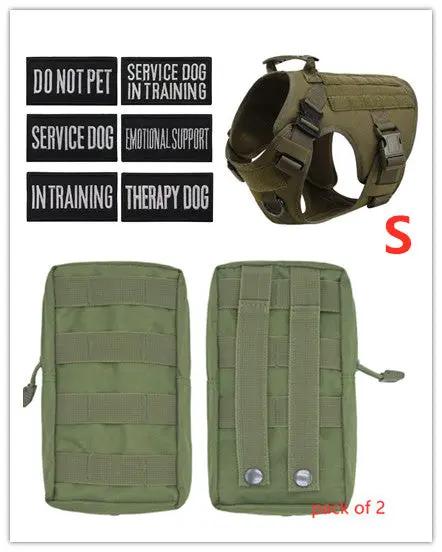 Military tactical dog harness, olive green, adjustable; pack of 2 for German Shepherds
