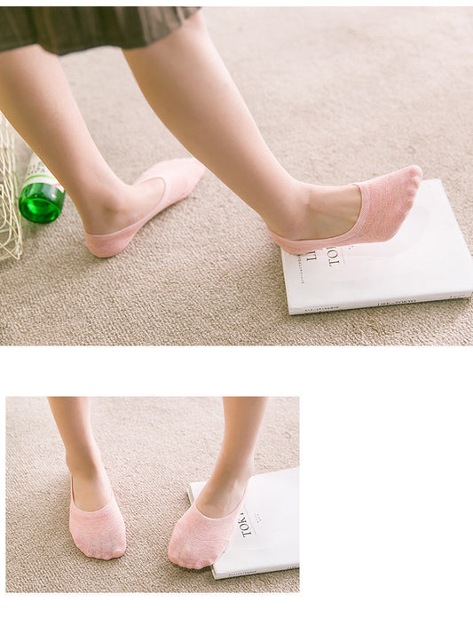 Calcetines de mujer de color liso, corte bajo, boca poco profunda, calcetines náuticos informales