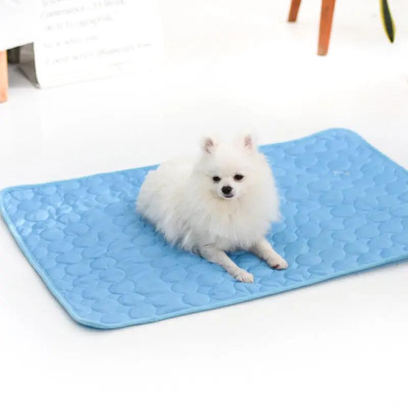 Summer Cooling Pet Sleeping Ice Silk Mat, blue quilted mat by AdTec
