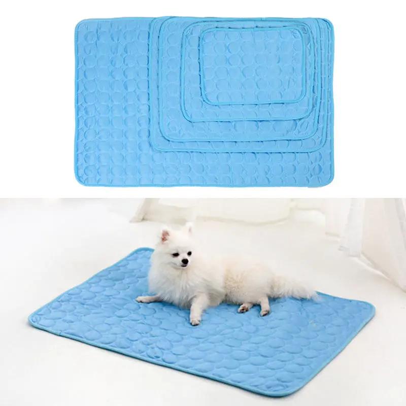 Summer Cooling Pet Sleeping Ice Silk Mat by AdTec, blue bubble-textured cooling mat