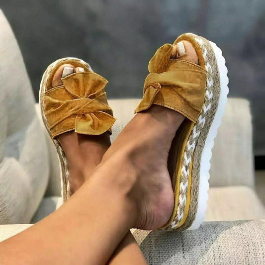 Zapatillas de lazo para mujer Sandalias de plataforma Zapatos de verano