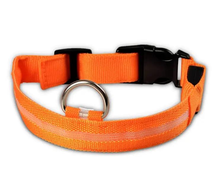 AdTec nylon dog collar, orange adjustable with metal D-ring and black plastic buckle