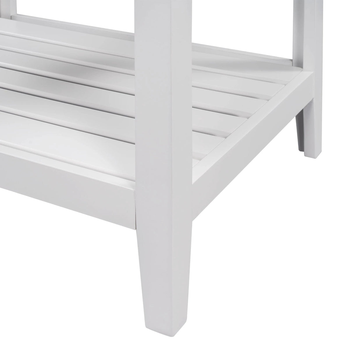24" White Modern Sleek Bathroom Vanity Elegant Ceramic Sink with Solid Wood Frame Open Style Shelf by eprolo
