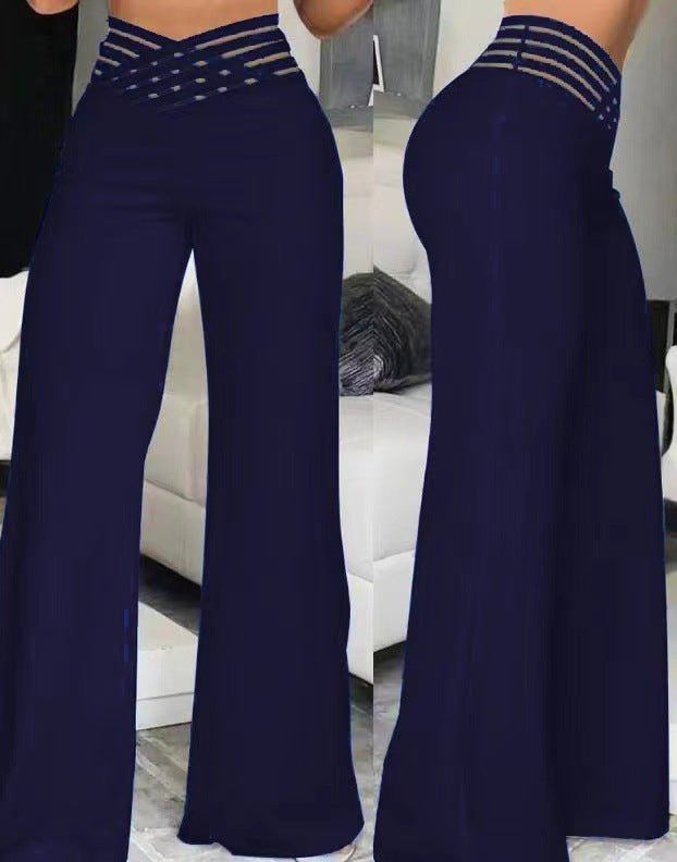 Pantalon micro-évasé à ceinture ajourée