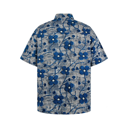 3D relief flower short sleeved shirt