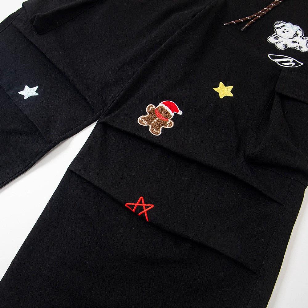 Star Cartoon Teddy Bear Embroidery Workwear Casual Pants by eprolo