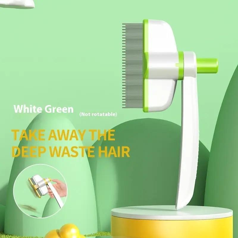 AdTec pet grooming comb, white and green, self-cleaning design for cats and dogs