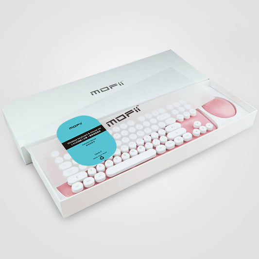 Ensemble Clavier et Souris sans Fil Filles Couleur Rétro