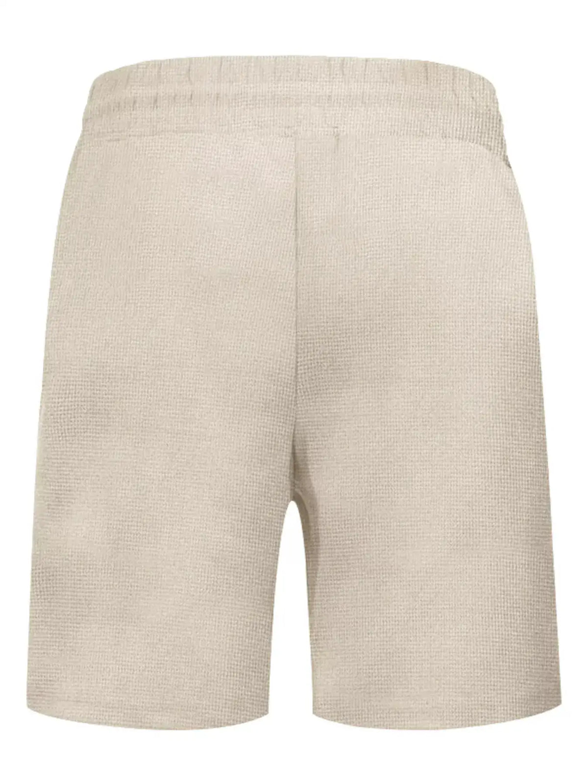 Men's beige textured shorts in woven fabric for casual wear plus size