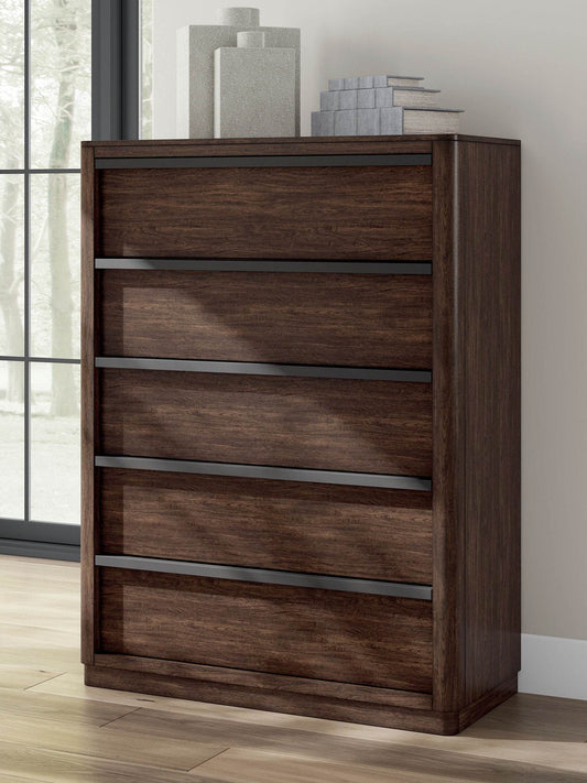 Signature Design by Ashley 5 Drawer Dark Brown Chest-1