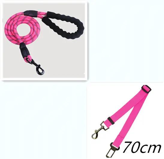AdTec reflective nylon dog leash, pink, 70cm length for dogs of all sizes
