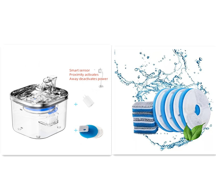 Dispensador de Agua Automático de Acero Inoxidable para Mascotas (Perro y Gato) Fuente Inteligente Accesorios para Mascotas