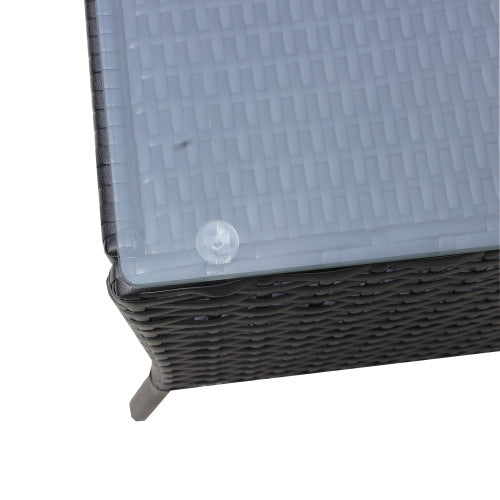 Ensemble de meubles de patio 4 pièces en rotin, salon de jardin extérieur avec coussins, canapé en osier, coussin beige