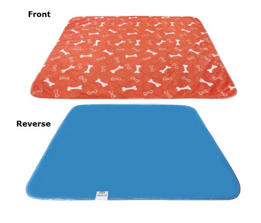 AdTec Three-layer Waterproof Pet Absorbent Pad, red bone-pattern top with blue reverse