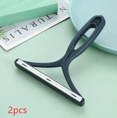 Silicone double-sided pet hair remover lint shaver with handle for clothes and carpets, 2pcs