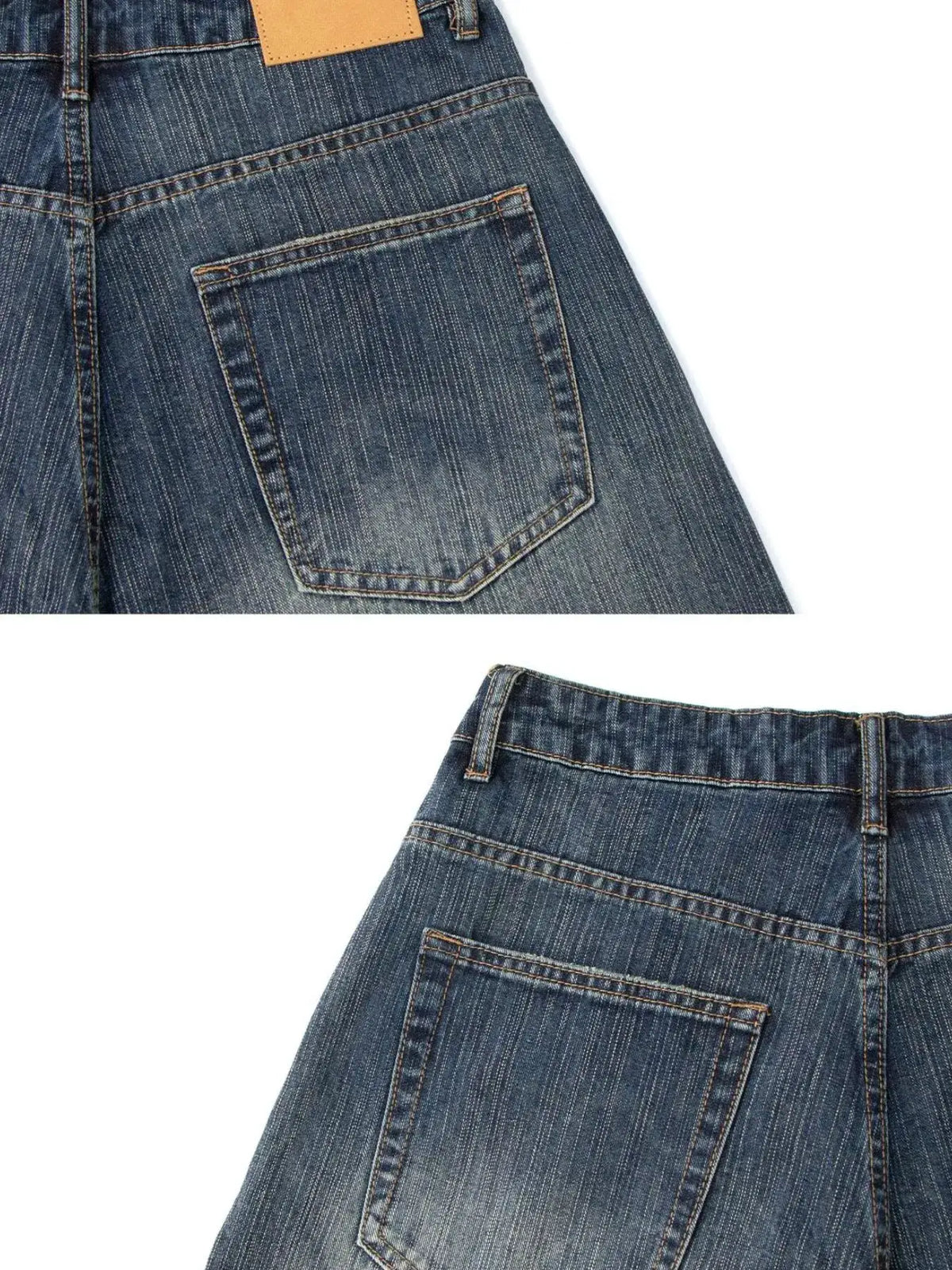 Men's wide-leg denim shorts in soft stretchy washed fabric, blue denim with back pocket detail