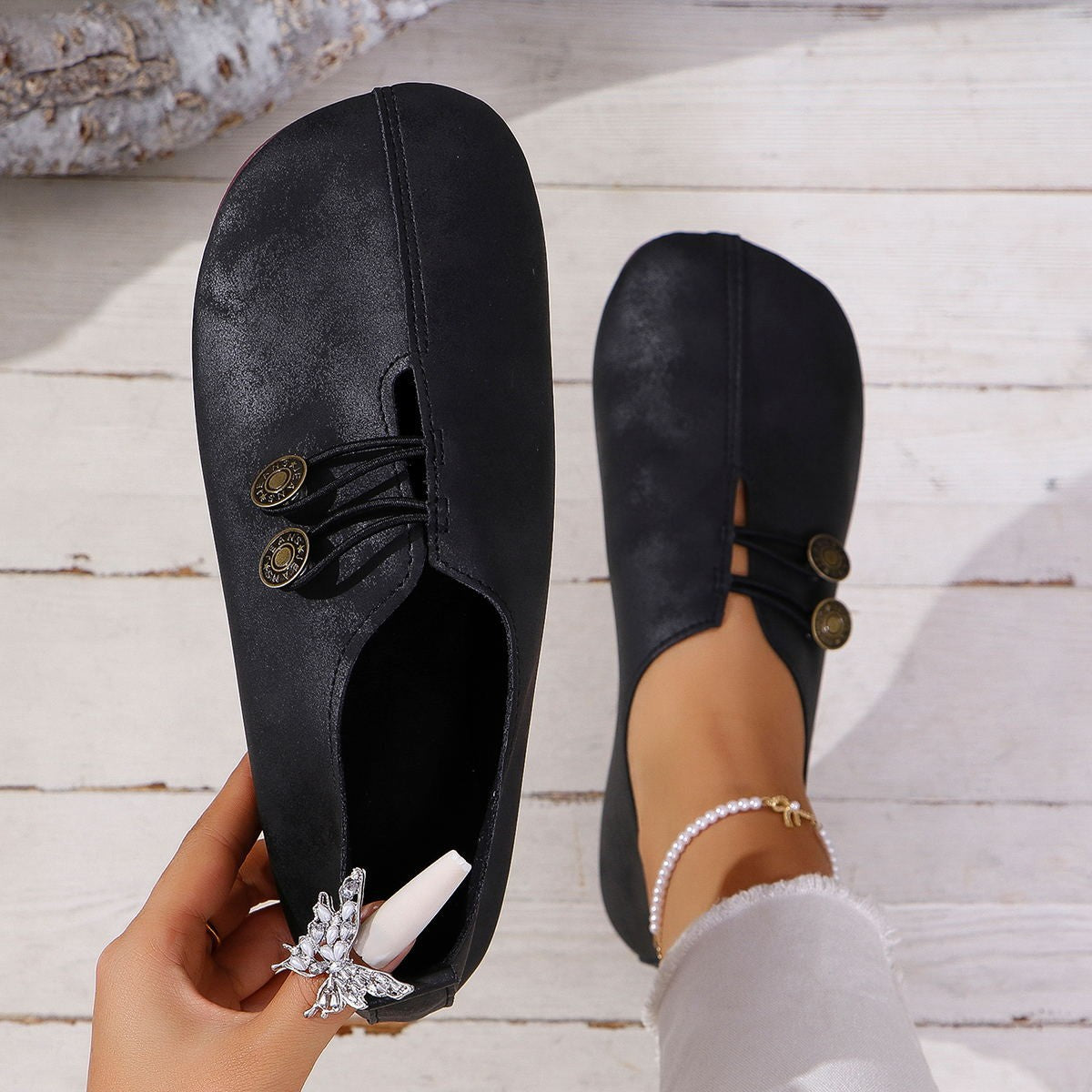 Ins Sandales à enfiler à bout carré Chaussures plates souples de mode estivale pour femmes