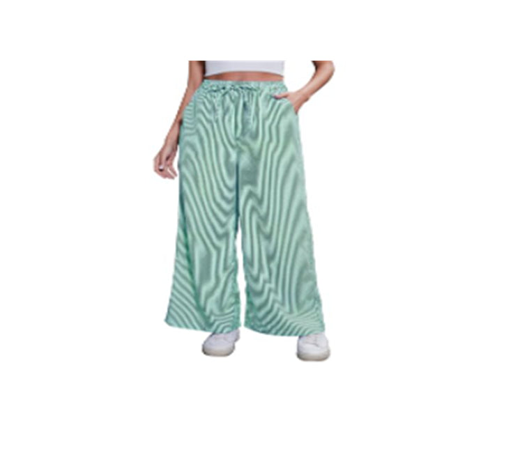 Pantalon large décontracté à rayures, taille élastique et confortable pour femme