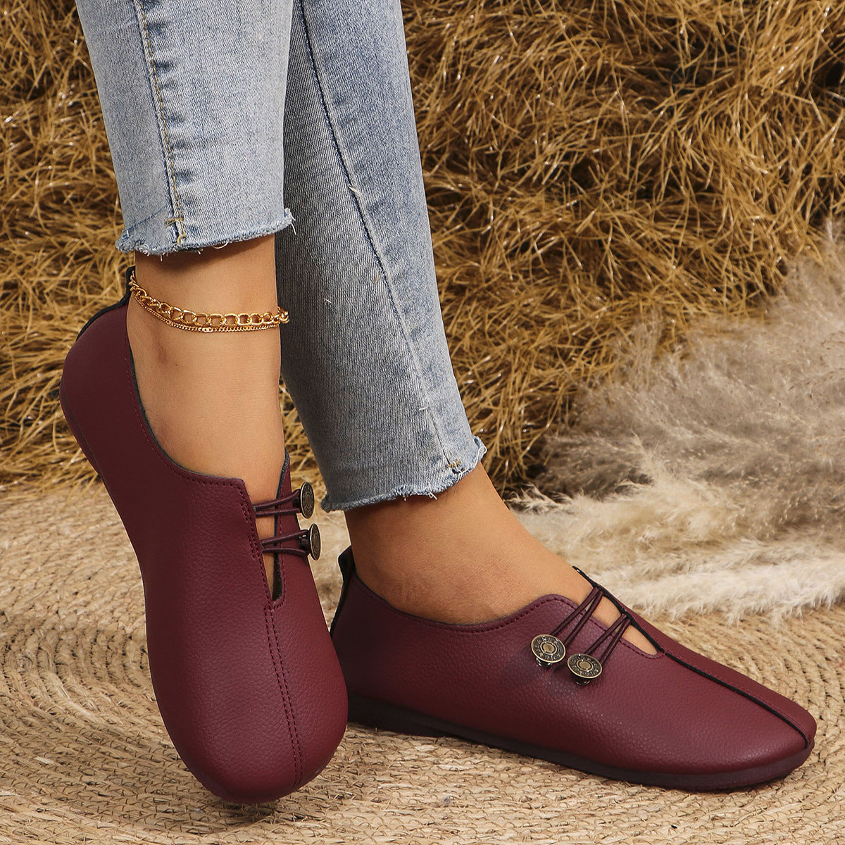 Ins Sandales à enfiler à bout carré Chaussures plates souples de mode estivale pour femmes
