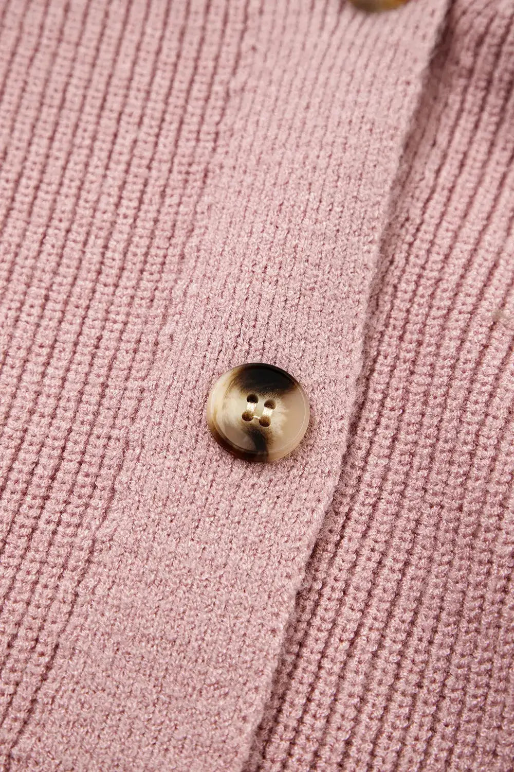 V-Neck Button-Down Cardigan, pink knit with a tortoiseshell button by Trendsi