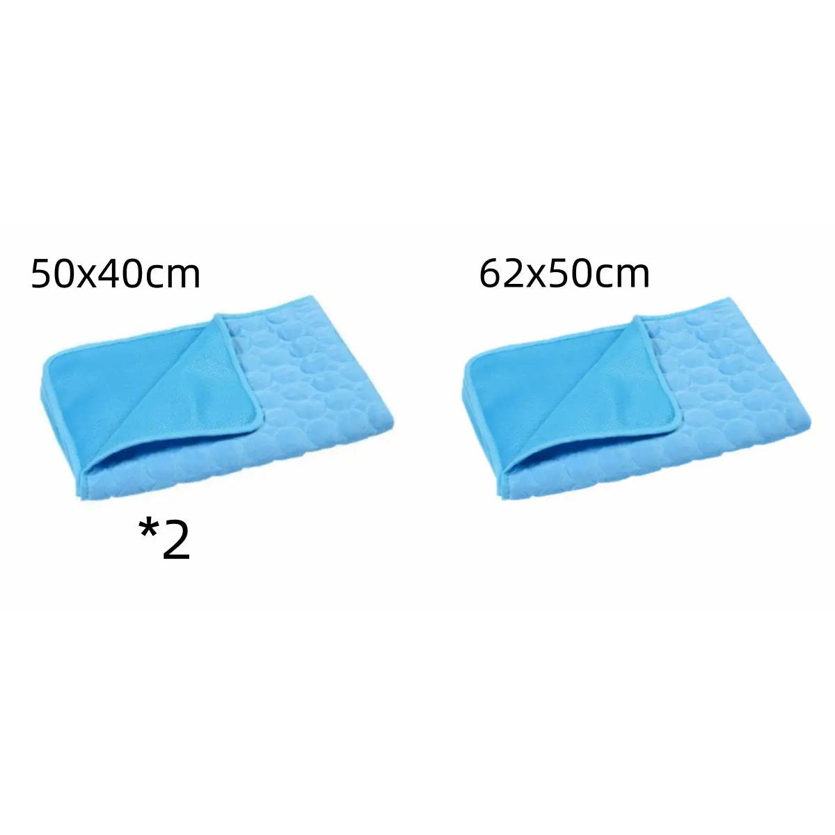 AdTec Summer Cooling Pet Sleeping Ice Silk Mat set of two blue mats, 50x40cm and 62x50cm