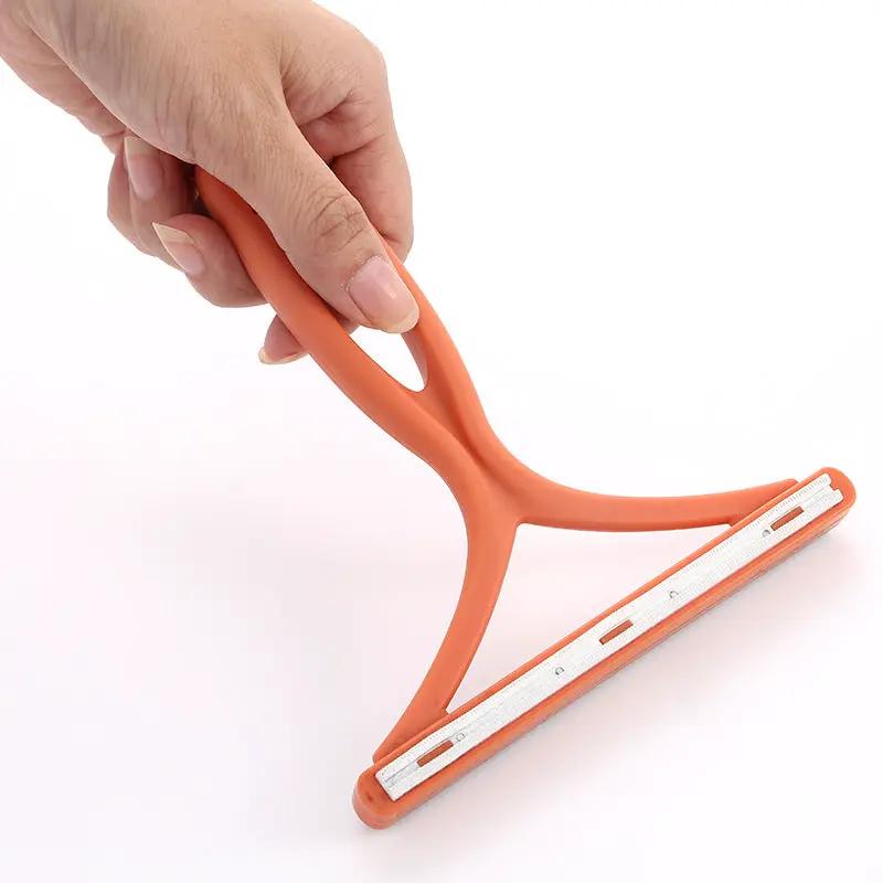 AdTec orange silicone double-sided pet hair remover handheld lint shaver for clothes and carpet