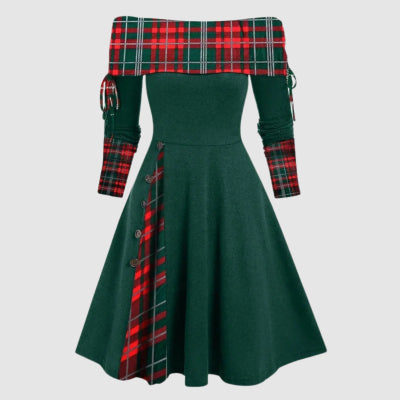 Nouvelle Robe Longue D'Automne Et D'Hiver Pour Femmes Avec Grande Balançoire À La Taille Et Manches Longues À Épaule Dénudée